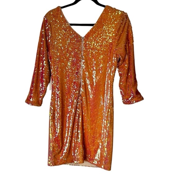 VENUS Iridescent Sequin Peach/Pink Cocktail Dress- Size Medium - Picture 6 of 12